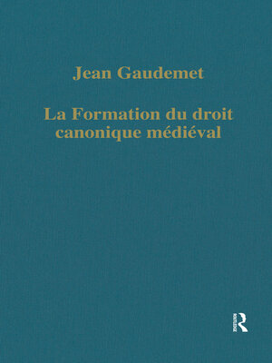 cover image of La formation du droit canonique médiéval